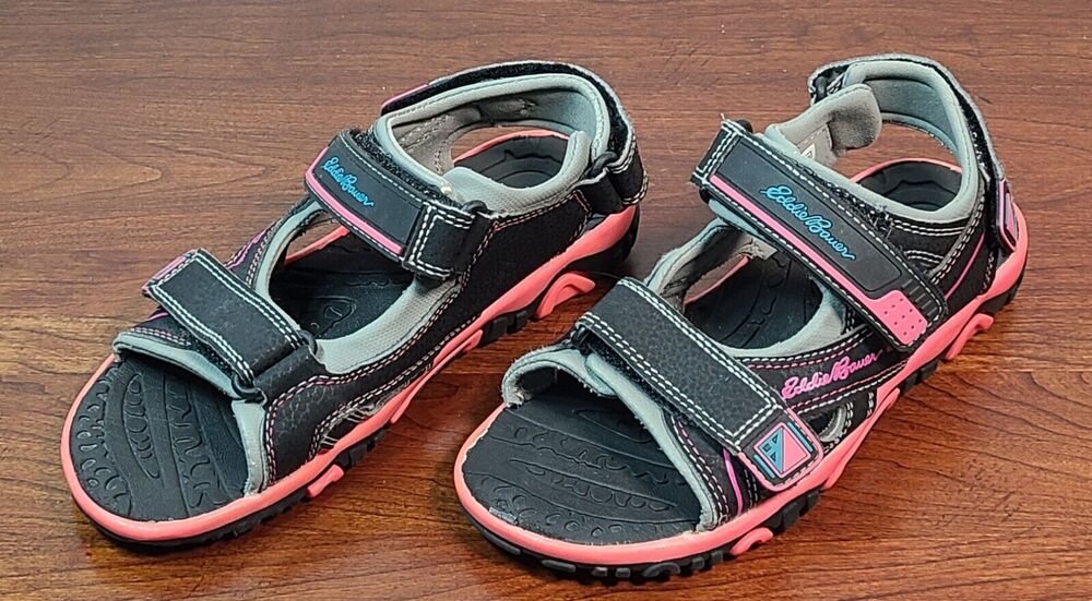 Eddie Bauer Molly Charcoal, Gray & Pink Girls Sandals Size 3 Girls Kids 120713